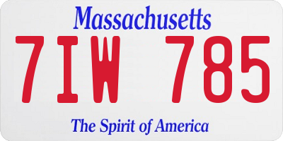 MA license plate 7IW785