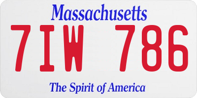 MA license plate 7IW786