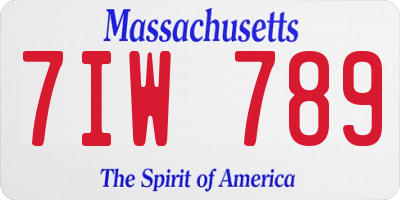 MA license plate 7IW789