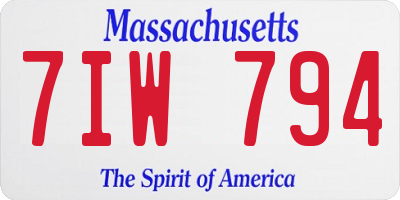 MA license plate 7IW794