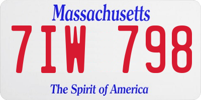 MA license plate 7IW798