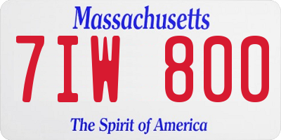 MA license plate 7IW800