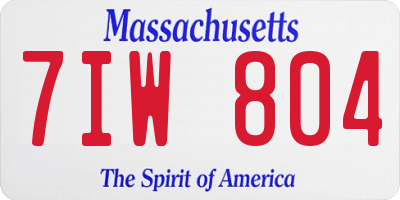MA license plate 7IW804