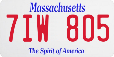 MA license plate 7IW805