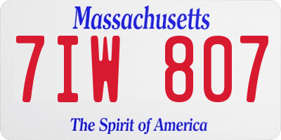 MA license plate 7IW807