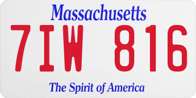 MA license plate 7IW816