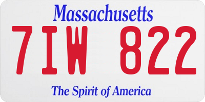 MA license plate 7IW822