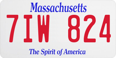 MA license plate 7IW824