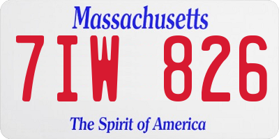 MA license plate 7IW826