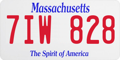 MA license plate 7IW828