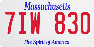 MA license plate 7IW830
