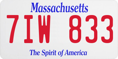 MA license plate 7IW833
