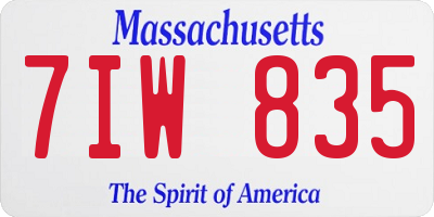 MA license plate 7IW835