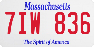 MA license plate 7IW836