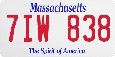 MA license plate 7IW838