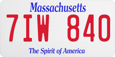 MA license plate 7IW840