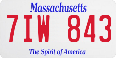 MA license plate 7IW843