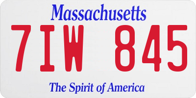 MA license plate 7IW845