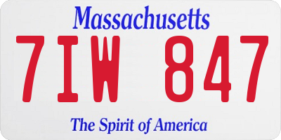 MA license plate 7IW847