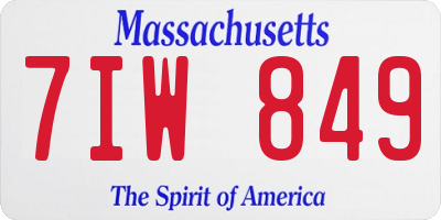 MA license plate 7IW849