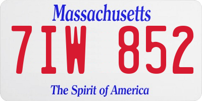 MA license plate 7IW852