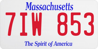 MA license plate 7IW853
