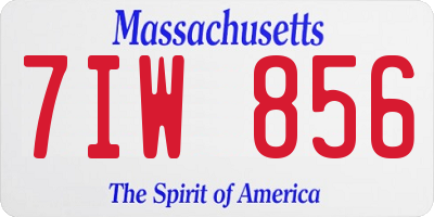 MA license plate 7IW856