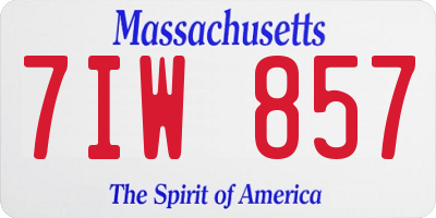 MA license plate 7IW857