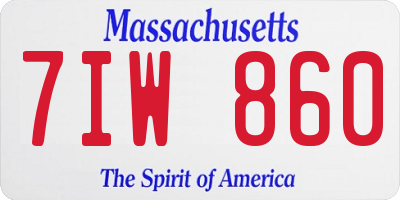 MA license plate 7IW860