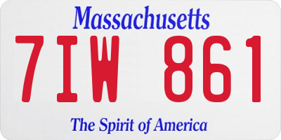 MA license plate 7IW861