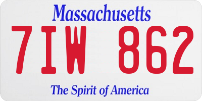 MA license plate 7IW862