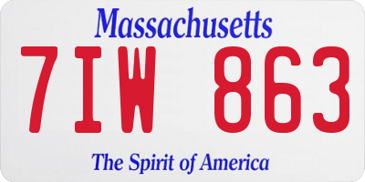 MA license plate 7IW863