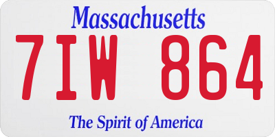 MA license plate 7IW864