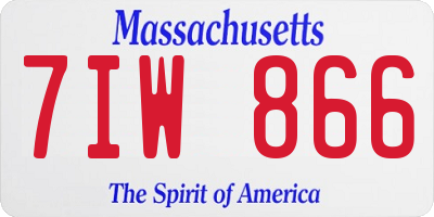 MA license plate 7IW866