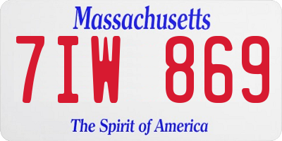 MA license plate 7IW869