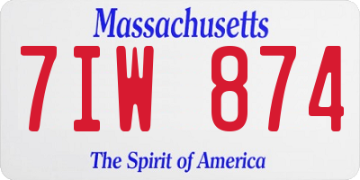 MA license plate 7IW874