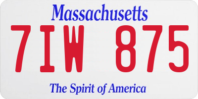MA license plate 7IW875