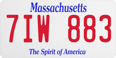 MA license plate 7IW883