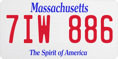 MA license plate 7IW886