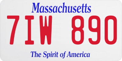 MA license plate 7IW890