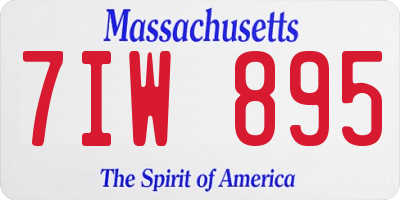MA license plate 7IW895