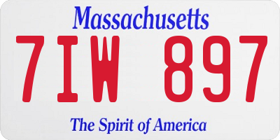 MA license plate 7IW897