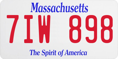 MA license plate 7IW898