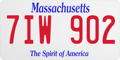 MA license plate 7IW902