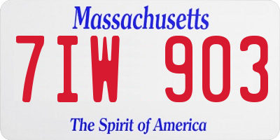 MA license plate 7IW903