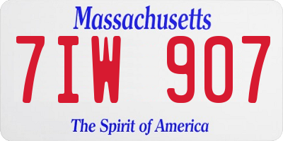 MA license plate 7IW907