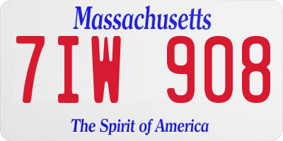 MA license plate 7IW908