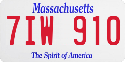 MA license plate 7IW910