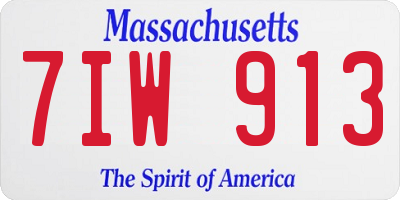 MA license plate 7IW913