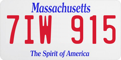 MA license plate 7IW915